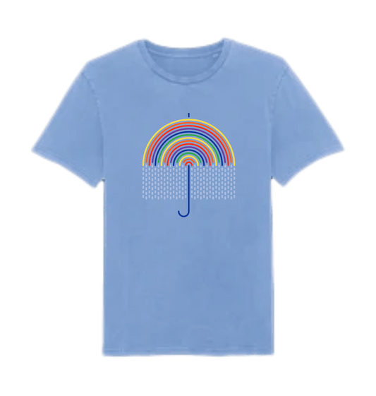Garment Dyed Swimmer Blue Printed T-shirt Front