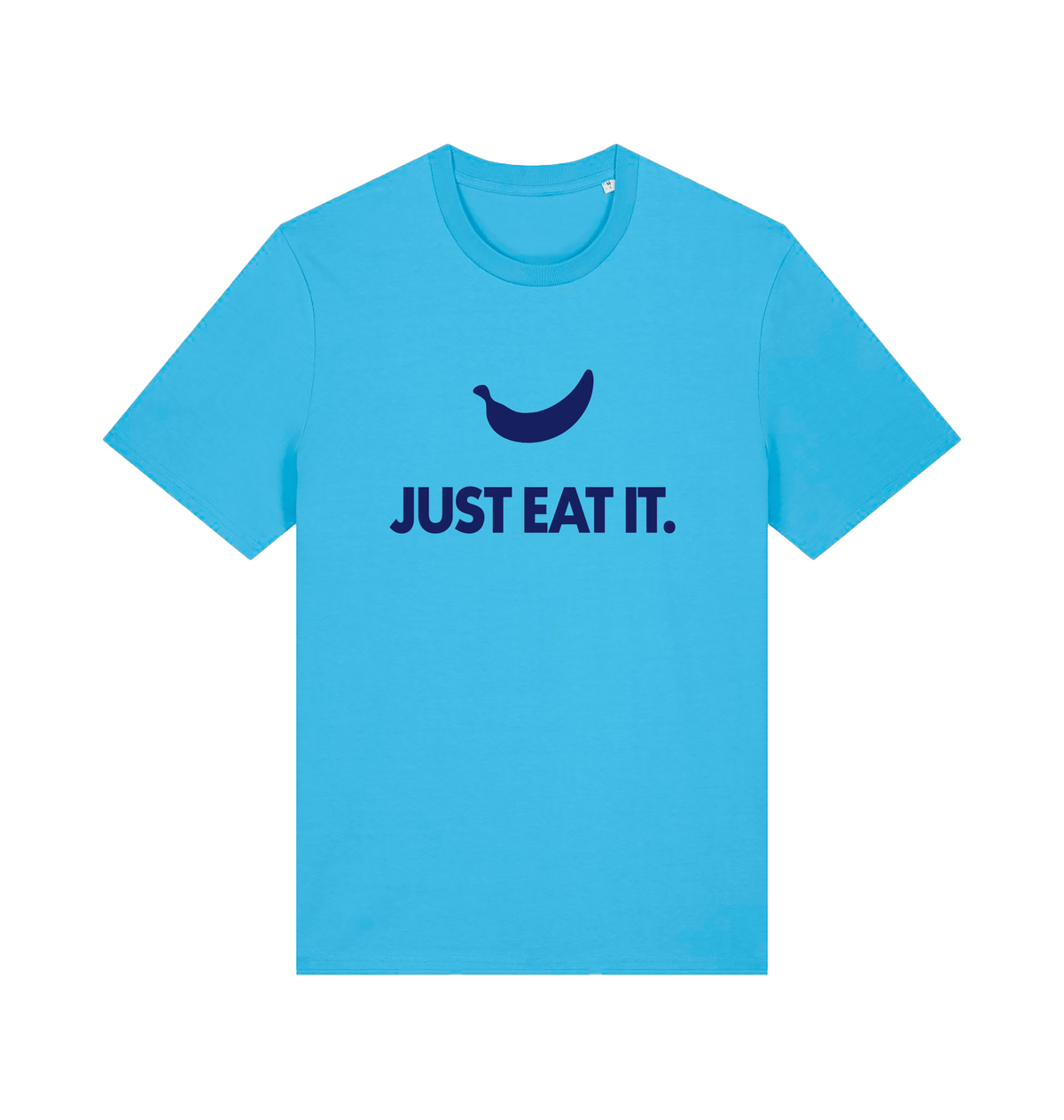 Women's just eat it banana graphic t-shirt in Aqua Blue, organic cotton