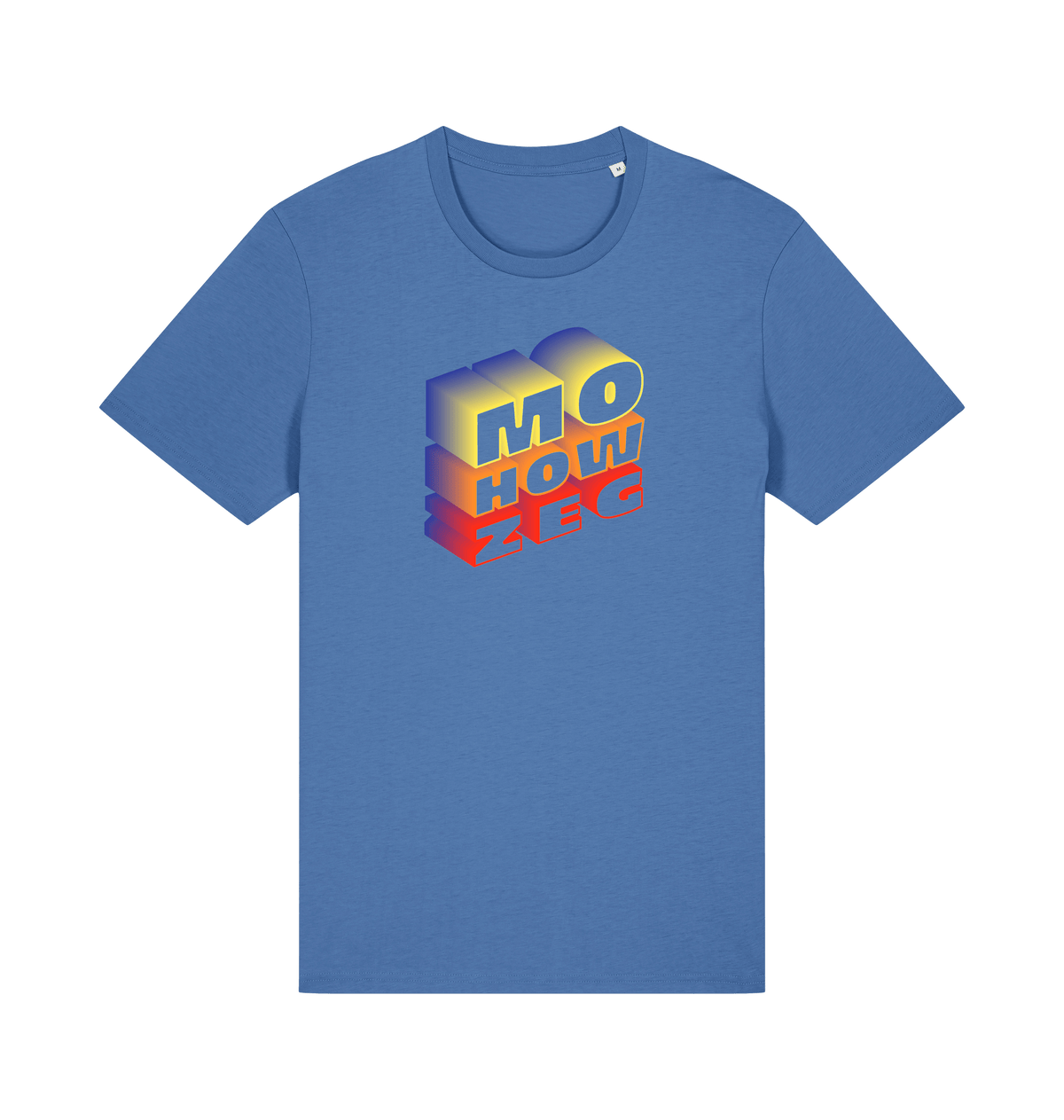 Mo how zeg West-Flemish slang t-shirt in Bright Blue, organic cotton