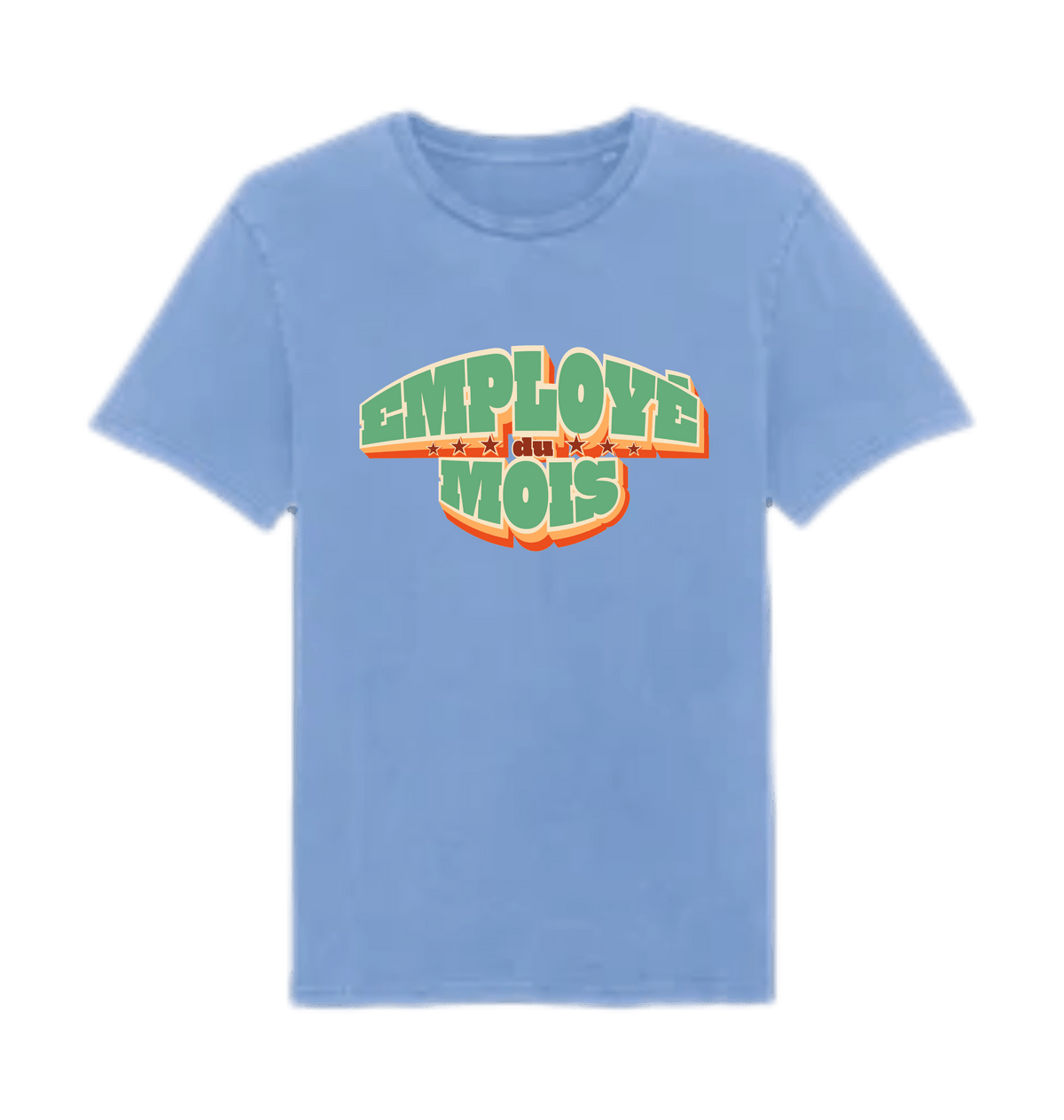 Garment Dyed Swimmer Blue Printed T-shirt Front