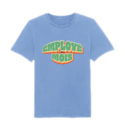 Garment Dyed Swimmer Blue Printed T-shirt Front