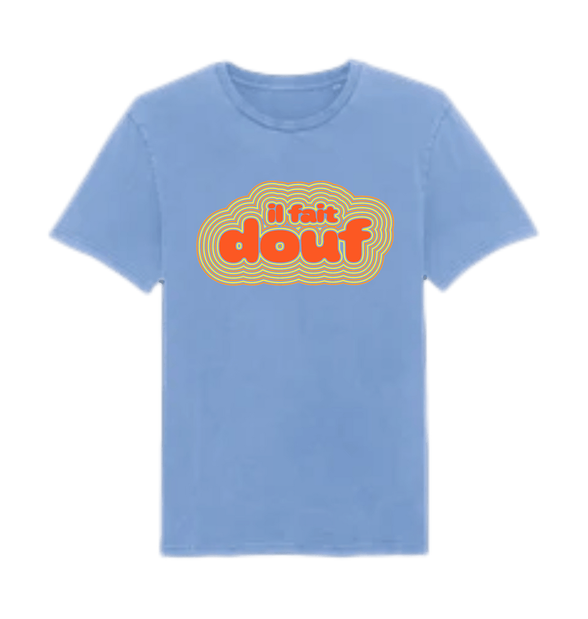 Il fait douf retro graphic t-shirt in Garment Dyed Swimmer Blue, organic cotton