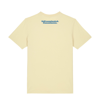 Student of the Year unisex t-shirt in Butter, back: Self-nominated. #Unanimous.