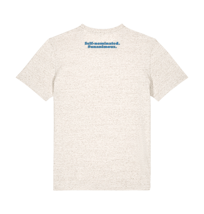 Student of the Year unisex t-shirt in Eco Heather, back: Self-nominated. #Unanimous.