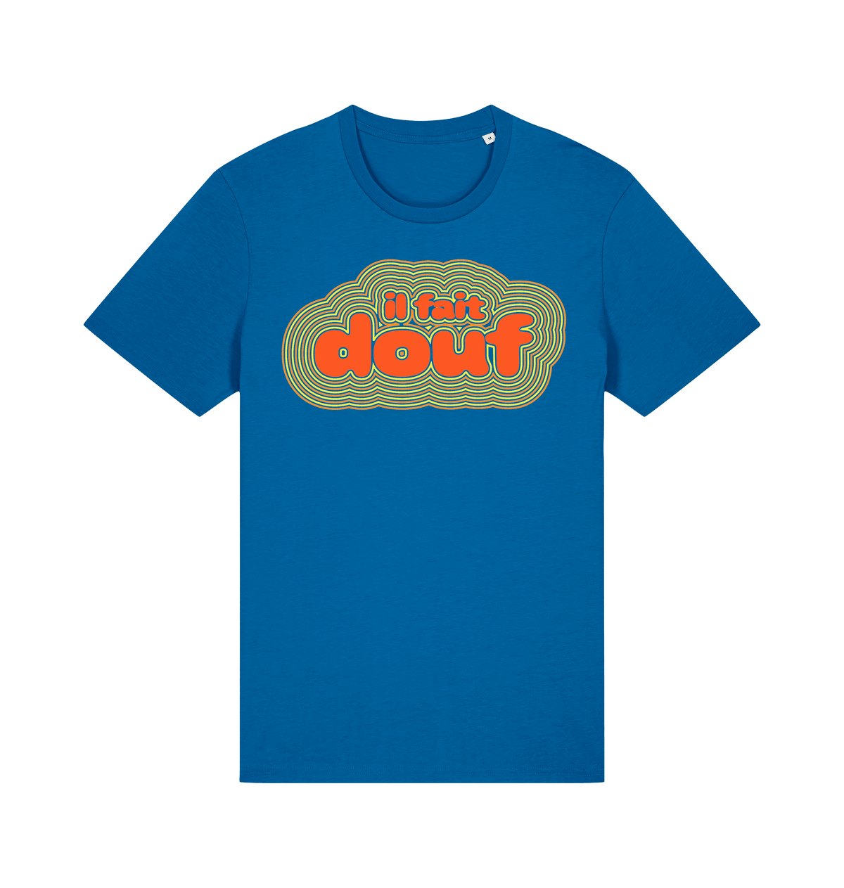 Il fait douf retro graphic t-shirt in Royal Blue, organic cotton