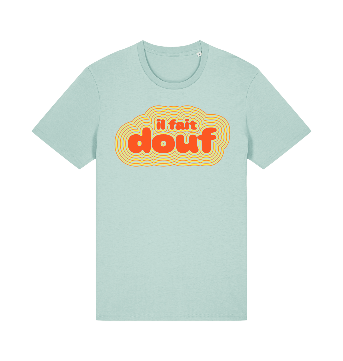 Il fait douf retro graphic t-shirt in Caribbean Blue, organic cotton