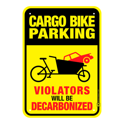 Panneau "Interdit de stationner" comique pour vélo cargo
