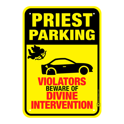 Hhumorous parking sign with text 'Priest Parking' perfect gift for a priest or cleric