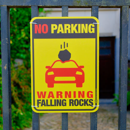 Falling Rock Funny 'No Parking' Sign