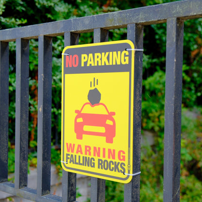 Falling Rock Funny 'No Parking' Sign