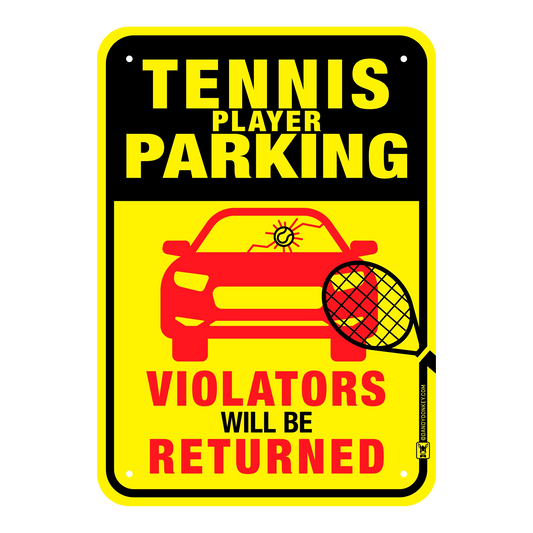 Tennis player funny 'no parking' sign