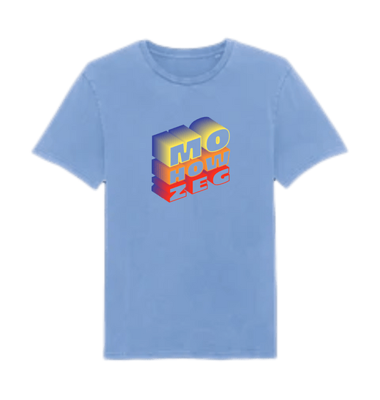 Mo how zeg West-Flemish slang t-shirt in Garment Dyed Swimmer Blue, organic cotton