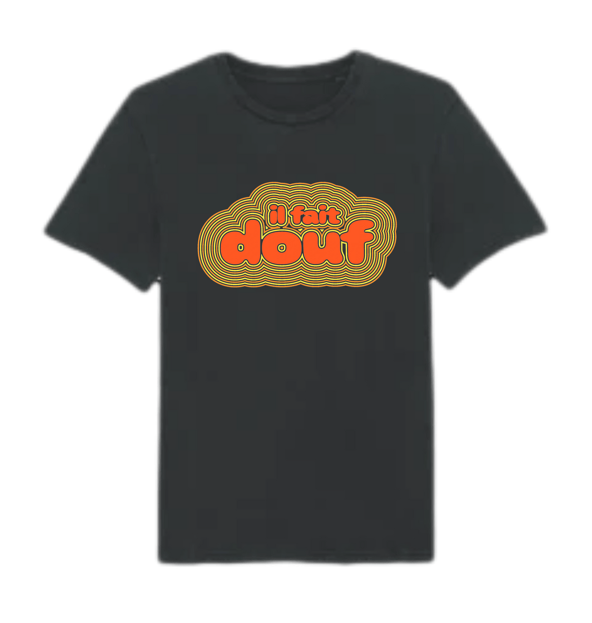 Il fait douf retro graphic t-shirt in Garment Dyed Black Rock, organic cotton