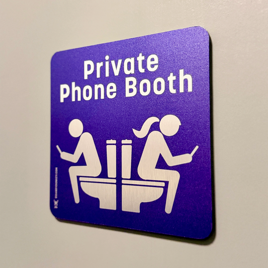 Funny restroom unisex sign 'Private phone booth'